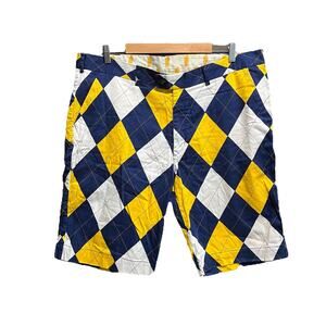 Loudmouth Multicolor Diamond Pattern Argyle‎ Men's Chino Golf Shorts Size XL